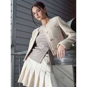 Stitch Point Wool Jacket, Beige