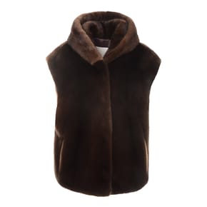 후드 캡소매 밍크 베스트 Hood Cap-sleeve Mink Vest (c1031)