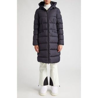 몽클레르 우먼 Moncler Avocette 후드 다운 코트 - 네이비 7447473