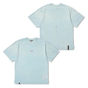 STGM Logo Vintage-Like Washed Oversized Short Sleeves T-Shirts Sky Blue