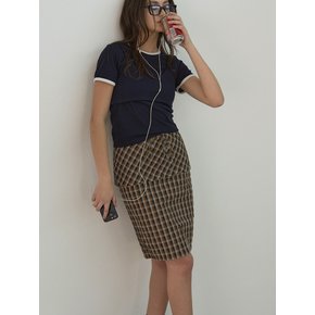 CHECK FLAP MIDI SKIRT_BROWN