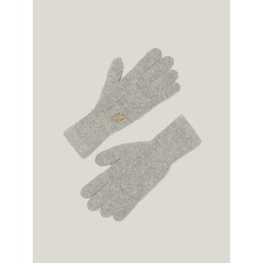 소에타에르 Cashmere 100% Finger Hole Knit Gloves For Womens (Light Heather Grey)