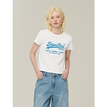 SUPERDRY 슈퍼드라이 W 빈티지 로고 크롭 티셔츠 (SDFISCP02)