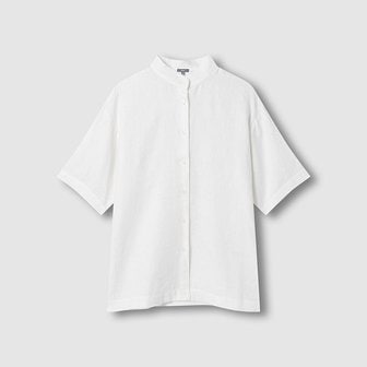 JAJU 여 리넨 스탠카라 5부 셔츠 J116203527001