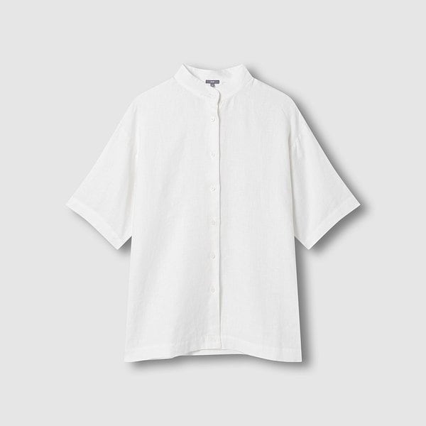 여 리넨 스탠카라 5부 셔츠 J116203527001
