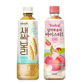 새싹보리차 500ml x 24펫 + 티로그 납작복숭아 500ml x 24펫