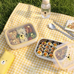 베어 캐릭터 이중 스텐 도시락통 560ml 800ml 2종 세트 유아 성인 런치박스