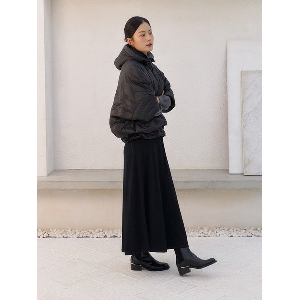 mllw 웜 하프 후드 덕 다운 패딩