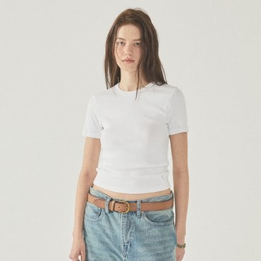 후아유 Ribbed Short Sleeve T-shirt WHRAF3722F
