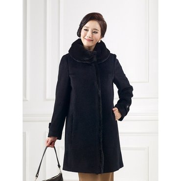 Elegance Madam 안나 풀스킨 밍크카라 알파카 코트 K174CT01_P354143306