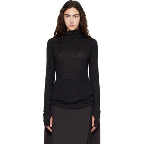 블랙 파인 퍼넬 터틀넥 탑 AW26T3011Y324 Black Melange Bm01
