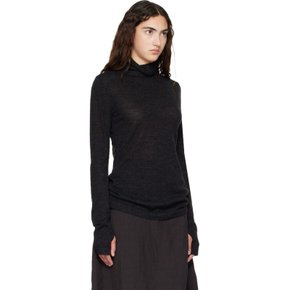 블랙 파인 퍼넬 터틀넥 탑 AW26T3011Y324 Black Melange Bm01