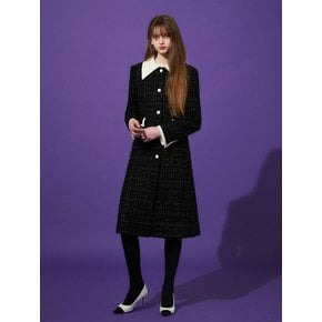 TWEED LINE COAT - BLACK