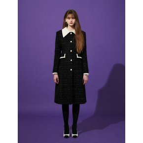 TWEED LINE COAT - BLACK