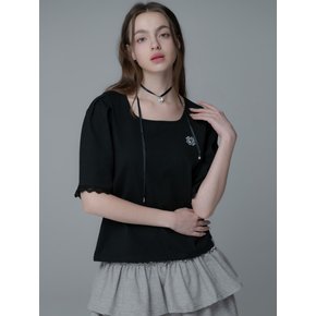 CLOVER SQUARENECK LACE TSHIRT_BLACK