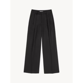 BASIC WIDE TWO TUCK SLACKS_BLACK