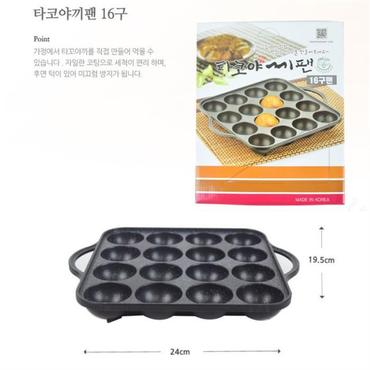 셀러허브 타코야끼팬 16구 편수 무쇠 주물팬 가정용 간식만들기 (S8178794)