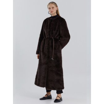 몰리올리 WEATHER maxi long fur coat [dk brown]