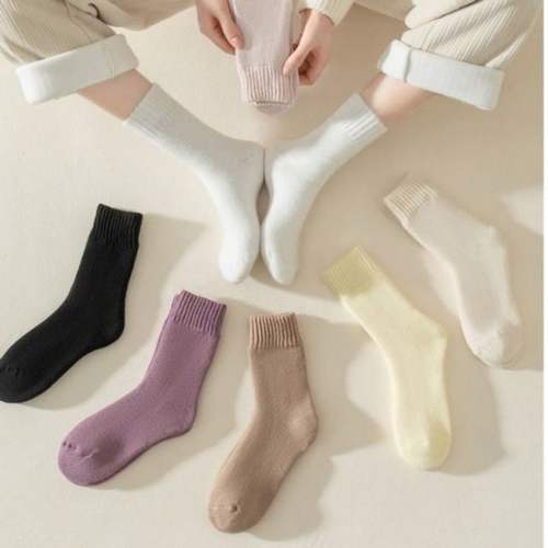 양말 따뜻한 안감 중목 양말 여성 보온 데일리 사이즈