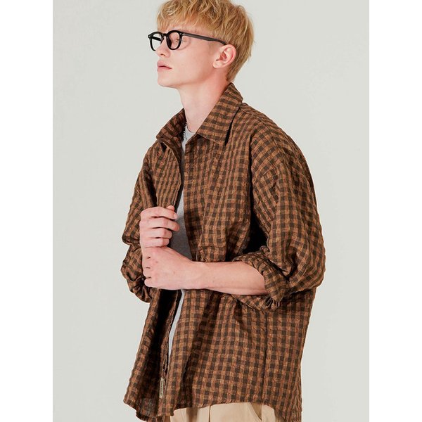 시어 클로 체크셔츠 브라운 SJLS7797