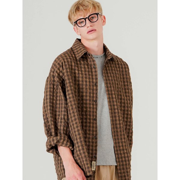 시어 클로 체크셔츠 브라운 SJLS7797