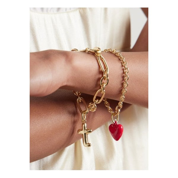 록산느 애슐린 더 해피 하트 이니셜 골드톤 에나멜 브레이슬릿 2p 세트 46376663162892639