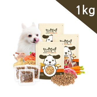 펫토리아 한끼뚝딱 소프트 국산 강아지 사료 1kg + 사은품 / 짜먹는 한입뚝딱 5P 증정