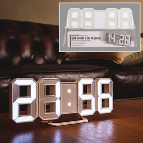 입체화이트 LED 벽시계 탁상시계 무소음 215x85x38mm