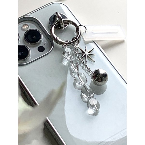 실버 글라스 드롭 키링 Silver Glass Drop Keyring