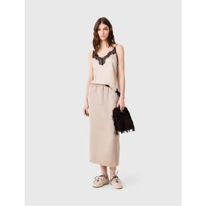 새틴 펜슬 스커트 Beige MFPJU01690