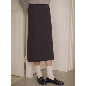 H-line pocket long skirt_Charcoal