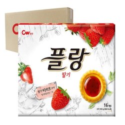 플랑 딸기 16개입 8박스 타르트 쨈 쿠키 비스킷 낱개 포장 간식 사무실 탕비실