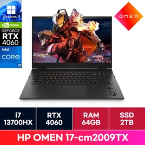 HP OMEN 17-cm2009TX i7 13세대 윈도우탑재 RTX4060 게이밍 노트북 (64GB/2TB) ON