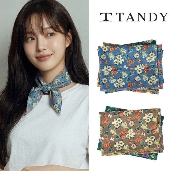 TANDY 메도우 플라워 손수건 스카프
