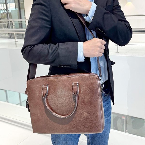 [옷자락] 남자 직장인 가죽 사각 비즈니스 스트랩 서류가방