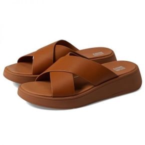 4835097 FitFlop F-Mode Leather Flatform Cross Slides