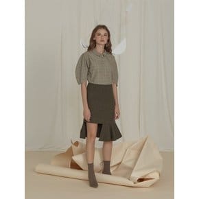 Khaki Herringbone Asymmetry Skirt