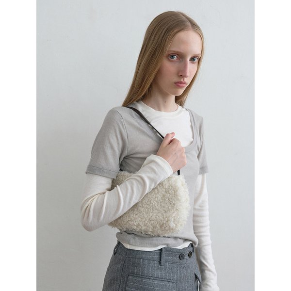 Boucle Fur Shoulder Bag Ivory