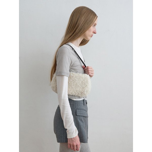 Boucle Fur Shoulder Bag Ivory