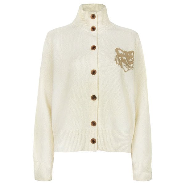 [부산점] 25FW 에쿠르 탄베이지 폭스 헤드 인타르시아 울 하이넥 카디건 NW00509KM0329 0395