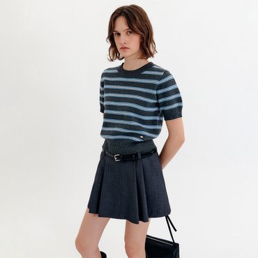 룩캐스트 [8/29 예약배송] 제나 라운드 하프 슬리브리스 니트_차콜 / ZENA ROUND HALF SLEEVELESS KNIT_CH