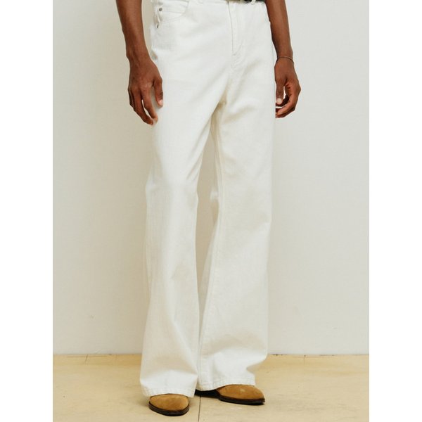 코튼 와이드 플레어 팬츠 [화이트]