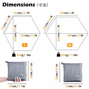TRIWONDER - L) 육각형 터프 방수 선셰이드 캠프 쉘터 텐트 터프 풋프린트 피크닉 매트 해먹