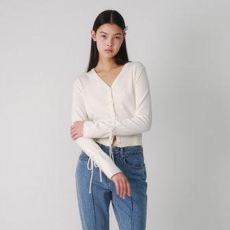 레이브 Button V-neck Knit Cardigan in Ivory VK4SD071-03