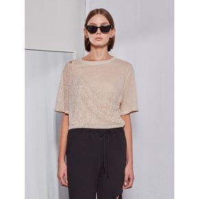 Linen Two-piece Layered T-shirt (Beige)