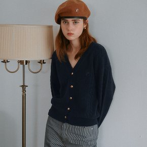 CABLE LINE V NECK CARDIGAN NAVY