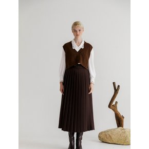 Cropped Cashmere Wool Vest_Dark Brown