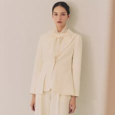 Ava / Contrast Collar Single Belted Jacket(Ivory)