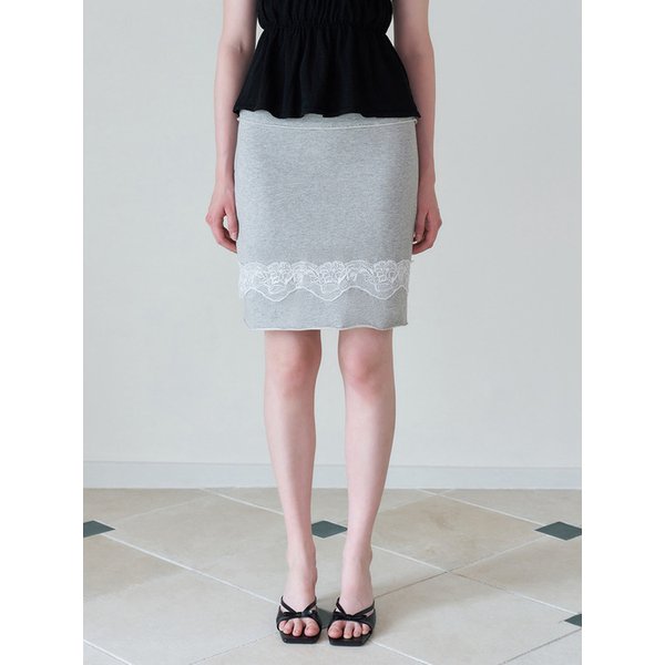 Lace Detail Sweat Skirt_2color