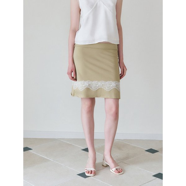 Lace Detail Sweat Skirt_2color